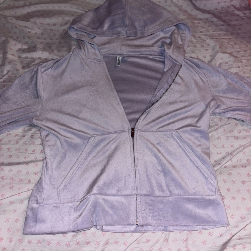 H&M Divided Lilac Velvet Zip Up Hoodie
